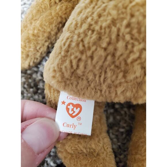 Vintage Ty Beanie Baby Curly the Bear Stuffed Animal Plush w/ Tag Protector - Picture 7 of 7